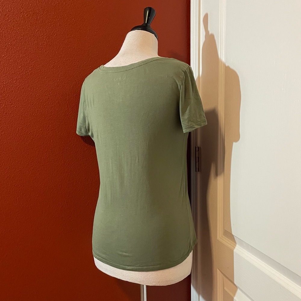 Quince Women’s Standard Green Cotton Blend Short Sleeve Crew Tee Shirt - Picture 6 of 6